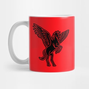 Black Pegasus on Red Mug